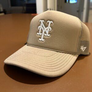 '47 New York Mets Tan Foam Trucker Snapback Adjustable Hat, Adult OSFA